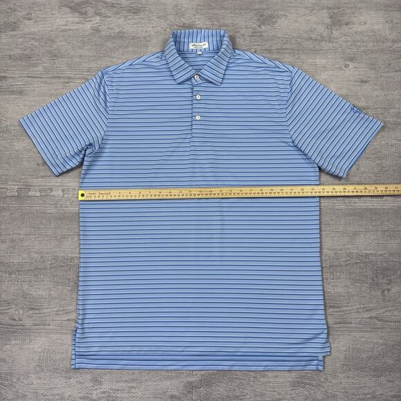 Peter Millar Summer Comfort Golf Polo L Dallas Country Club DCC Striped Blue EUC - Picture 3 of 10